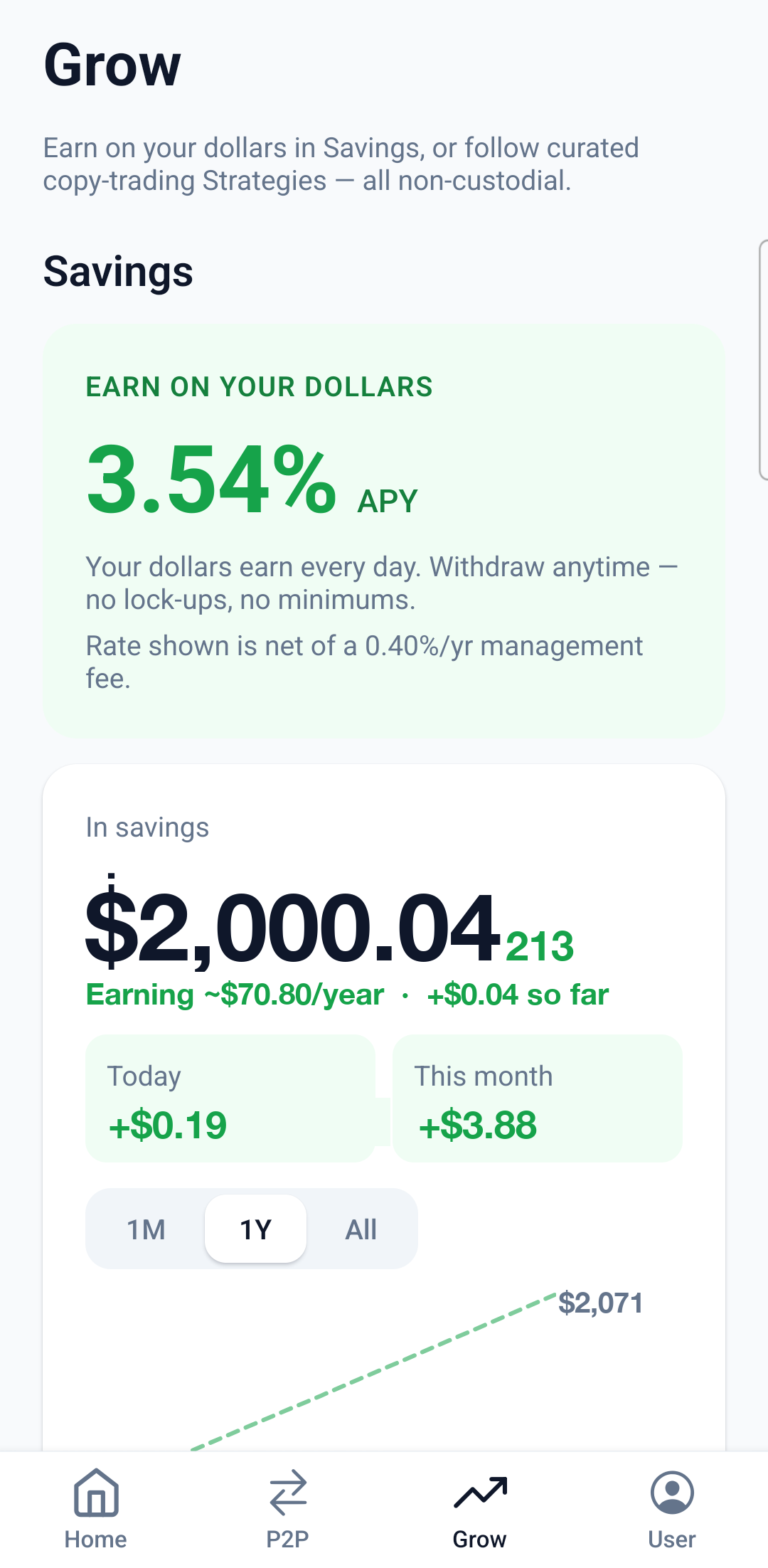 savings screen