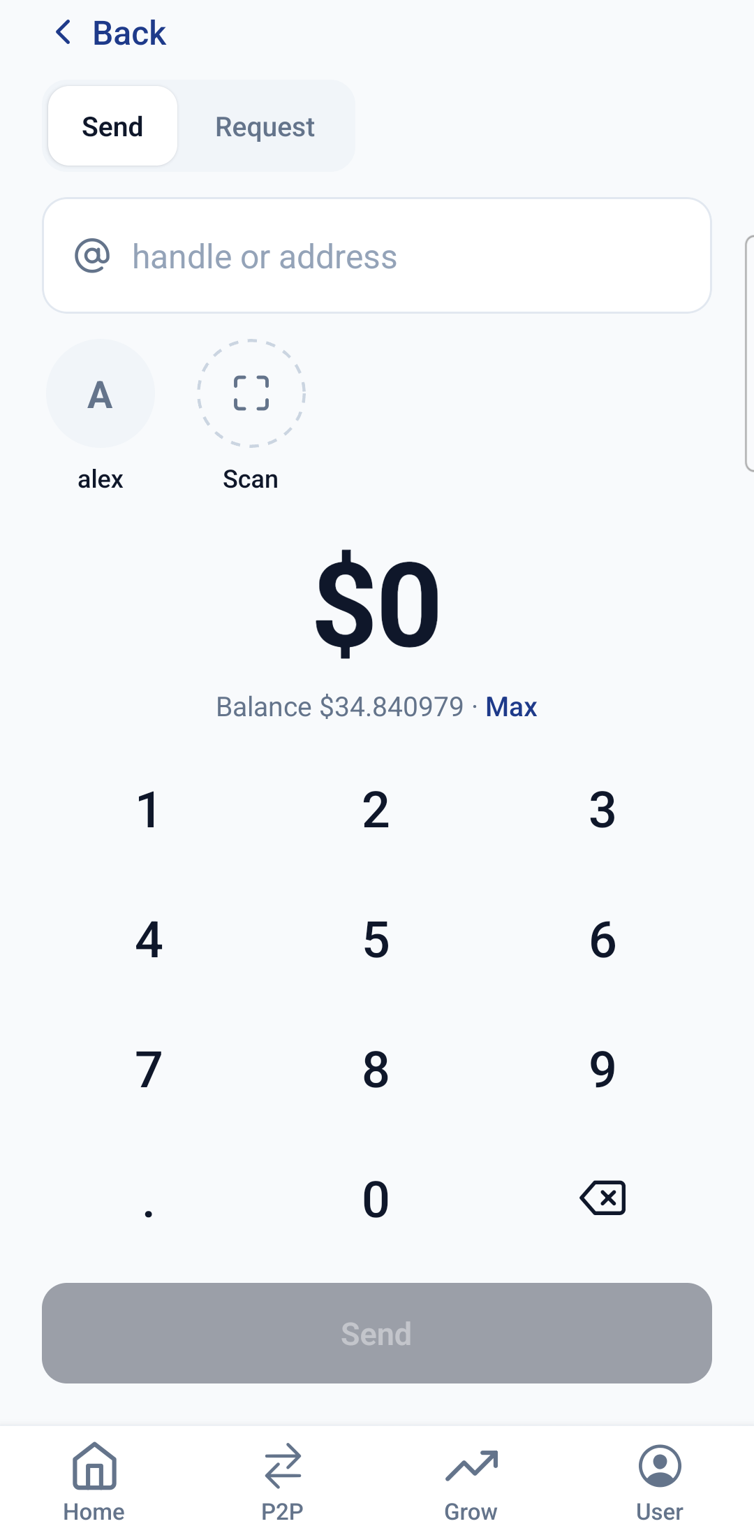 sending money by handle
